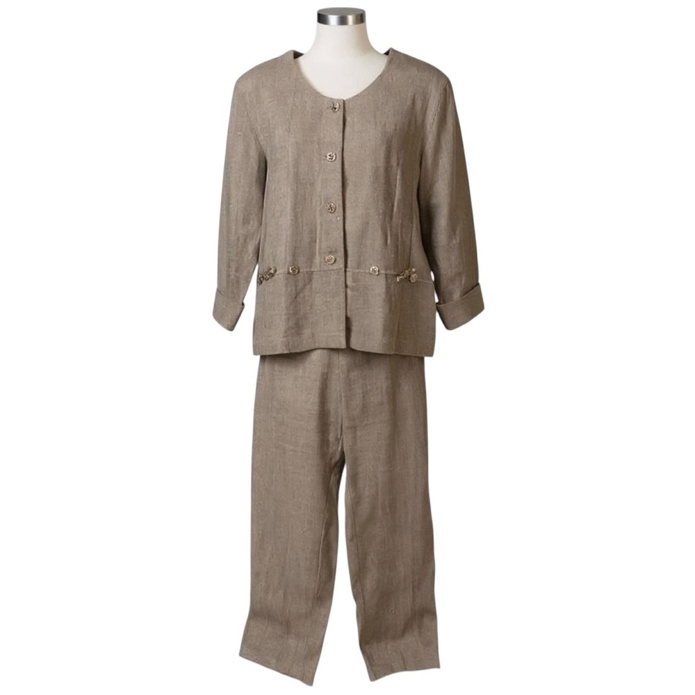 Vintage 100% Linen Women's Pants Suit. Size 14P